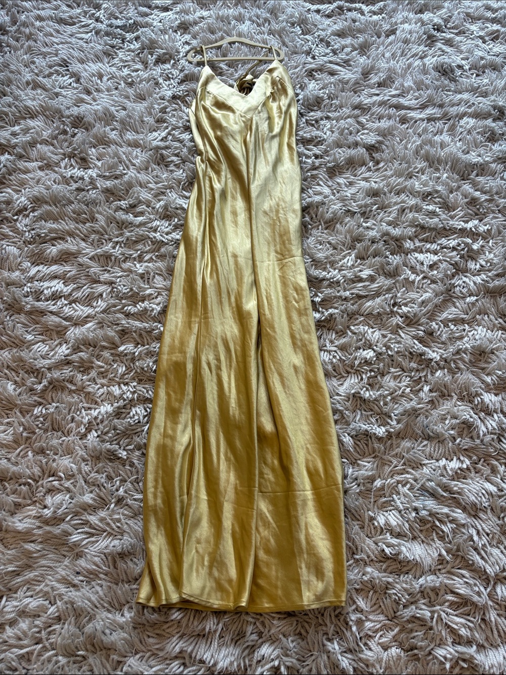 REVOLVE Gold Satin Halter Prom Dress